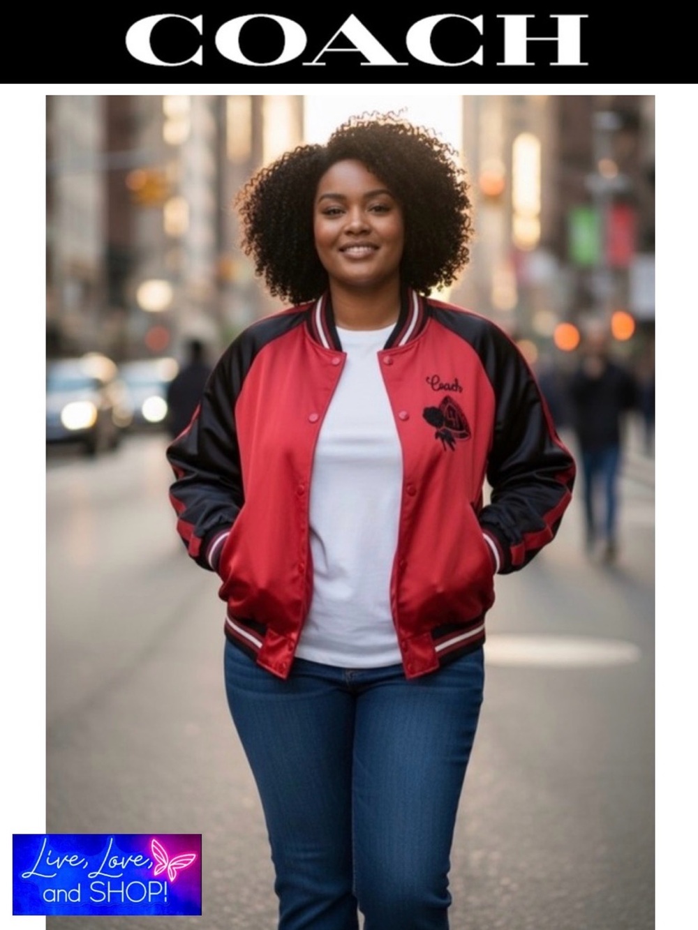 COACH Varsity Bomber Reversible
Jacket in Black and Dark Red, EUC